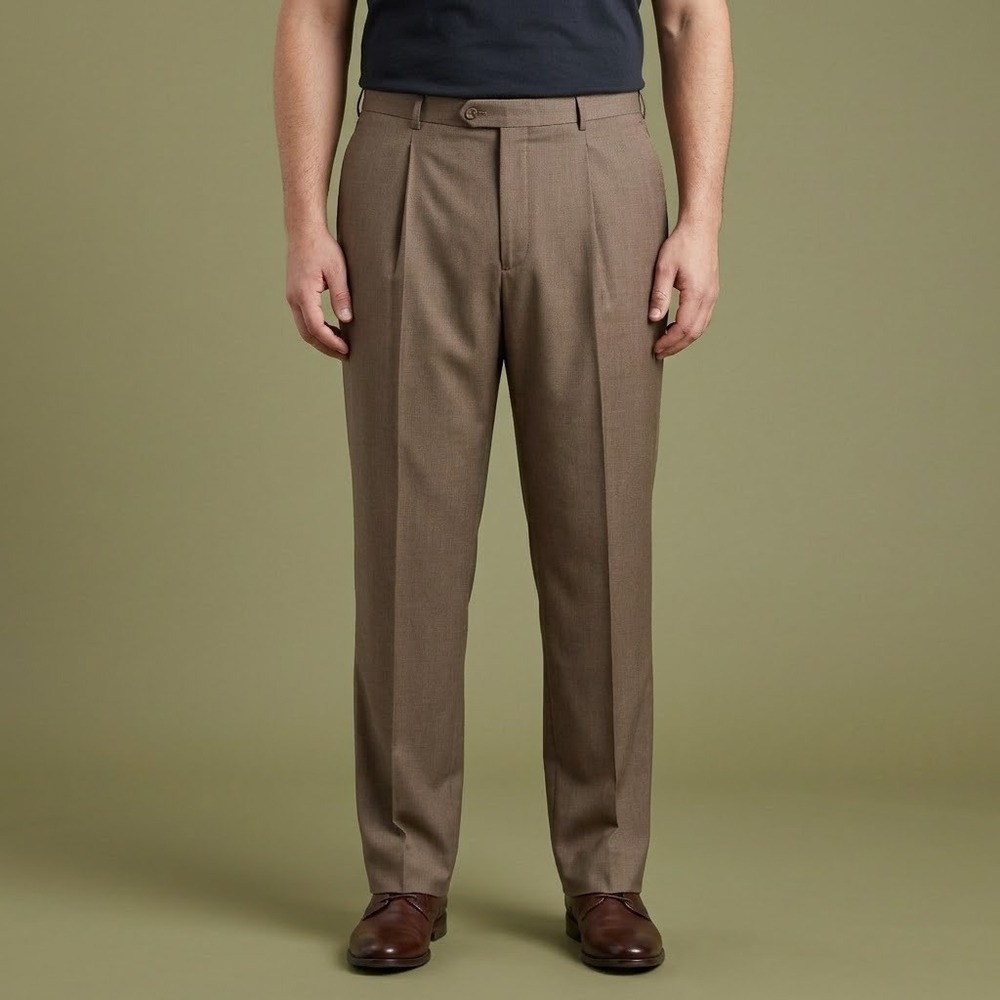 Hart Schaffner Marx Dress Pants Men's 46L Brown Wool Stretch Slacks